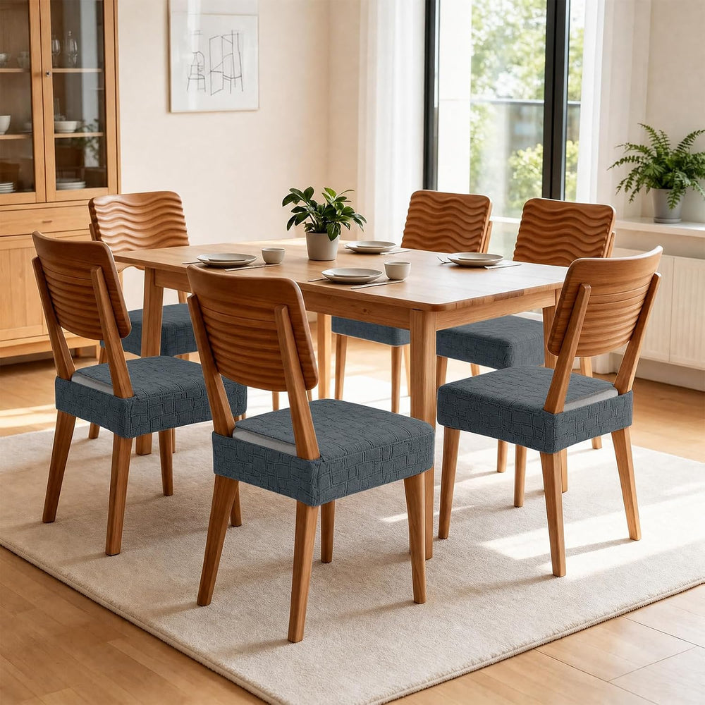 ZNSAYOTX Waterproof Dining Chair Seat Covers Set of 6, Stretch Fit Seat Slipc...