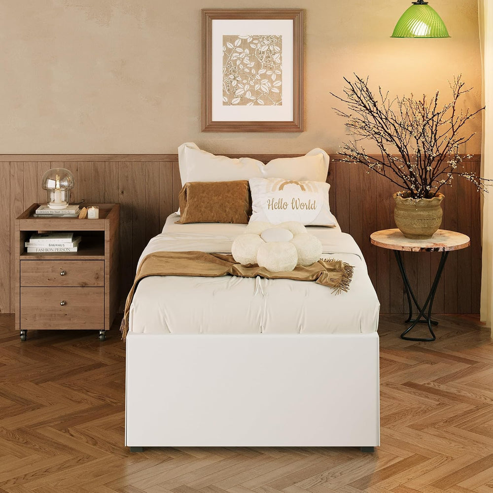 EMODA 18 Inch Twin XL Bed Frames with White Cover