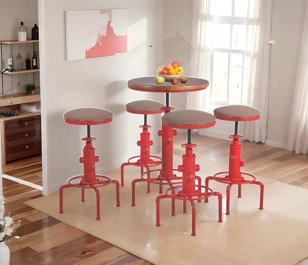 Topower Industrial Bar Table 32.3-38.2" Adjustable Pub Table Kitchen Din...