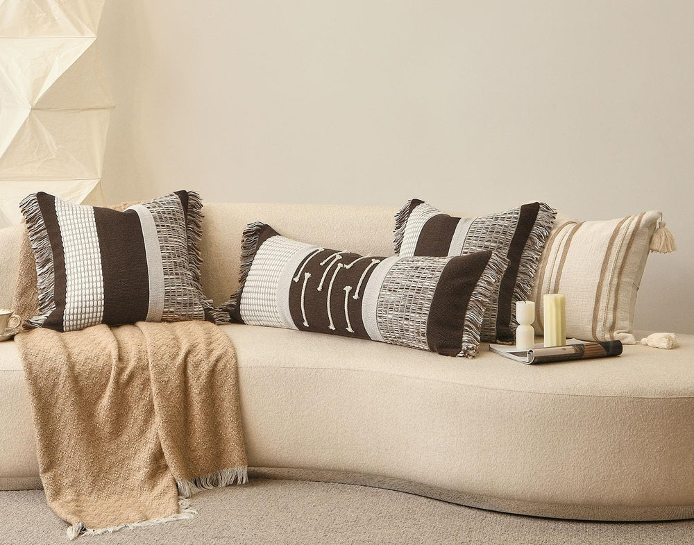 Dark Brown Boho Throw Pillow Cover 20x20