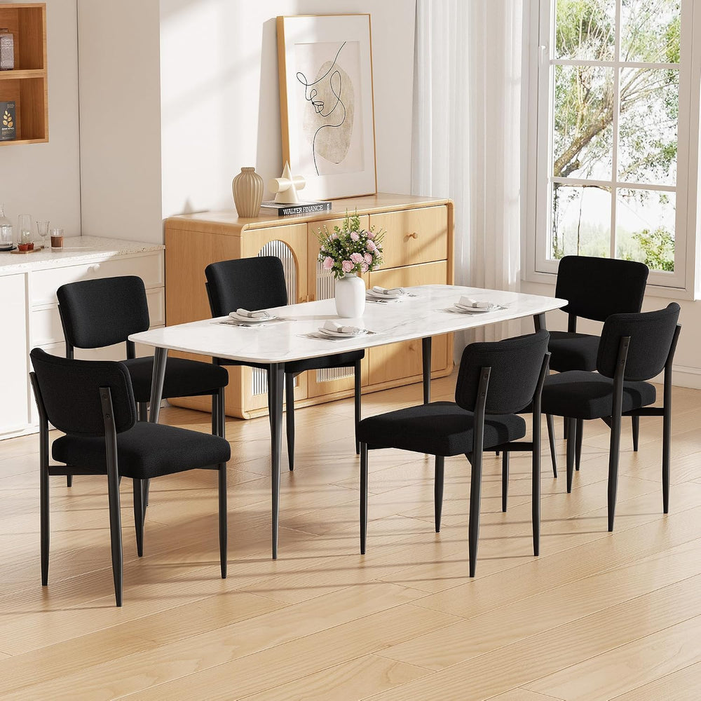 Modern Dining Chairs Set of 6, Fabric Kitchen Chairs,Black