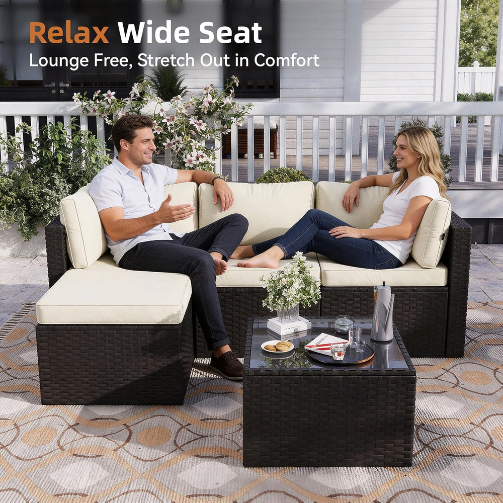 Aoxun Patio Furniture Set 5-Piece, Outdoor Sectional Sofas with Washable Cush...