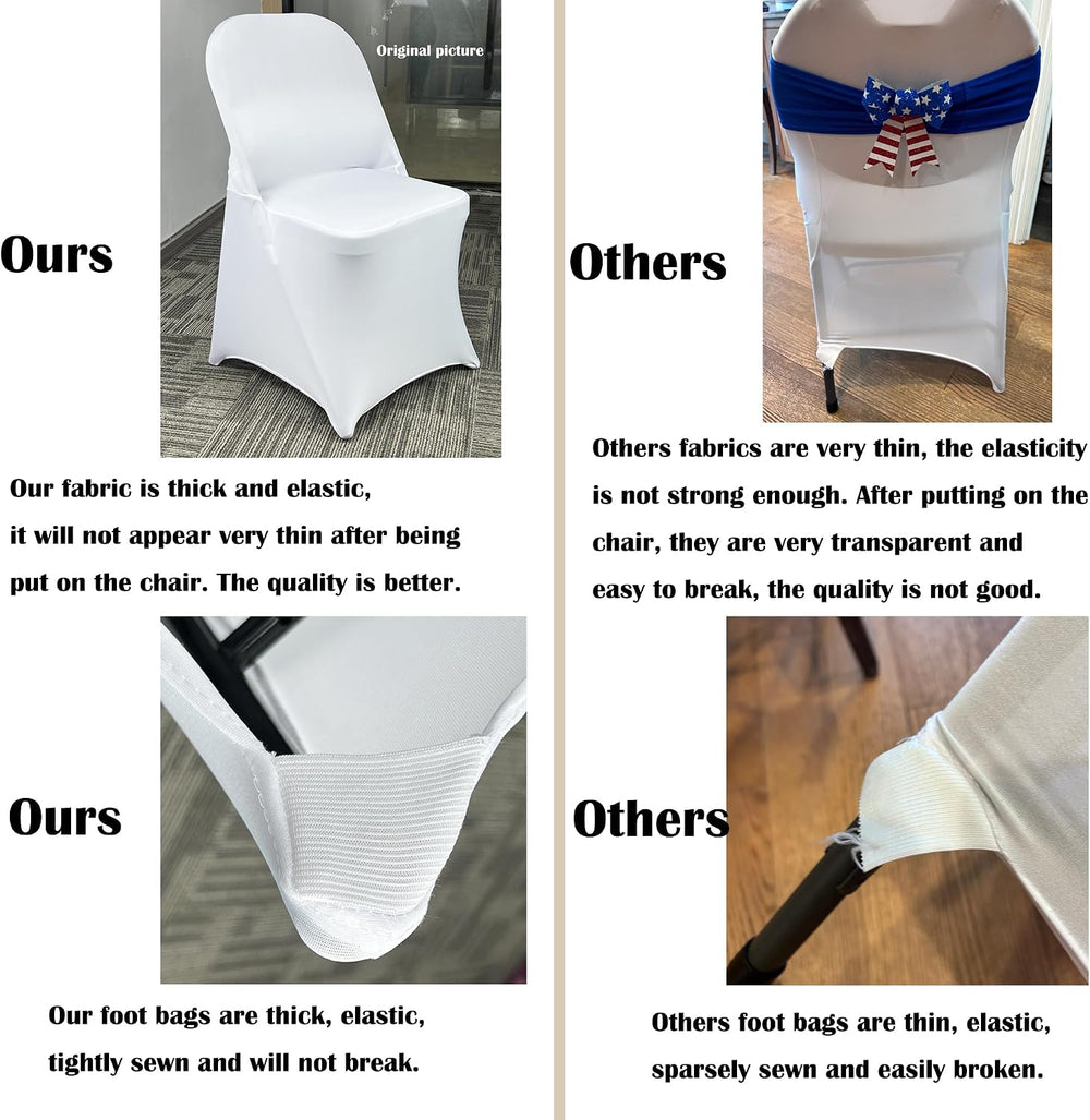 40PCS Spandex Folding Waterproof Chair Covers for Party,White New