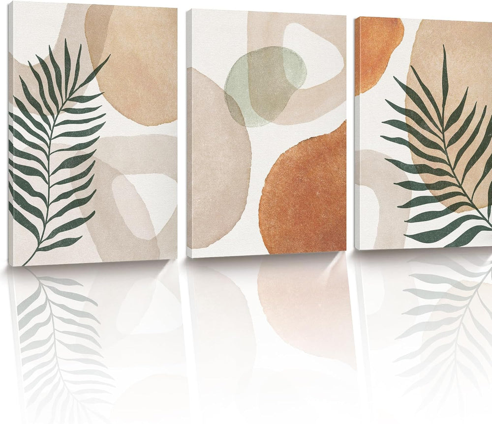 HesenDot Abstract Botanical Wall Art Set of 3, 40x60CM Neutral Plant Framed C...