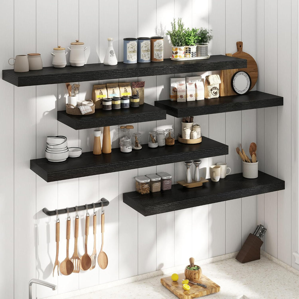 12 inch Deep Floating Shelves for Wall, 36" Wide, Black Finish, 1-Pack