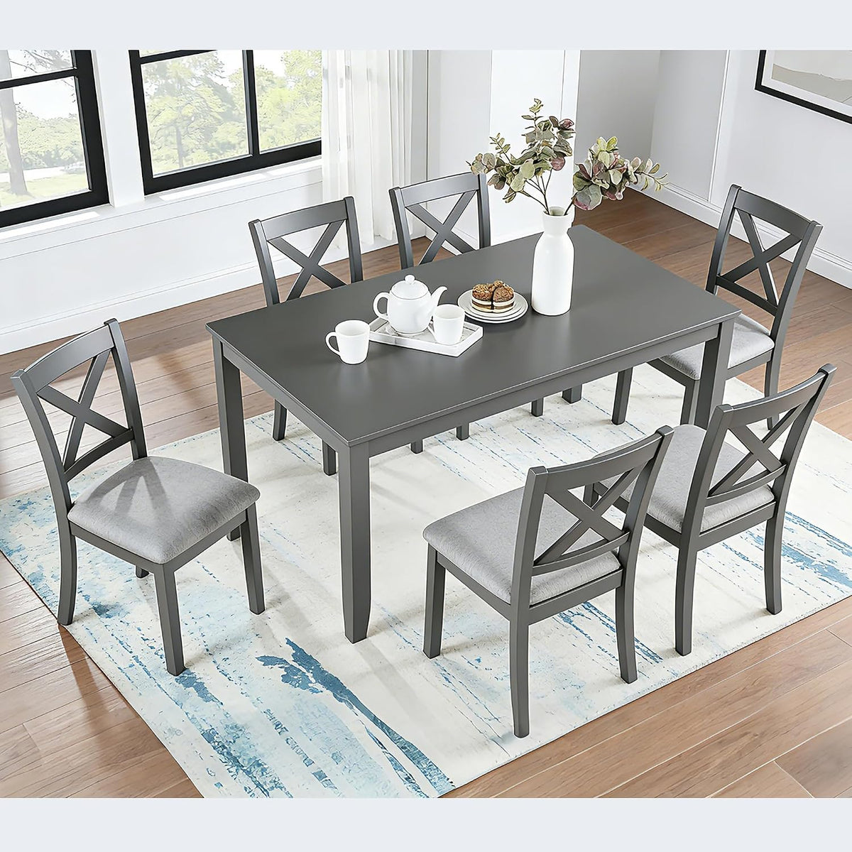 keiki 7-piece standard height dining table set with shown in use