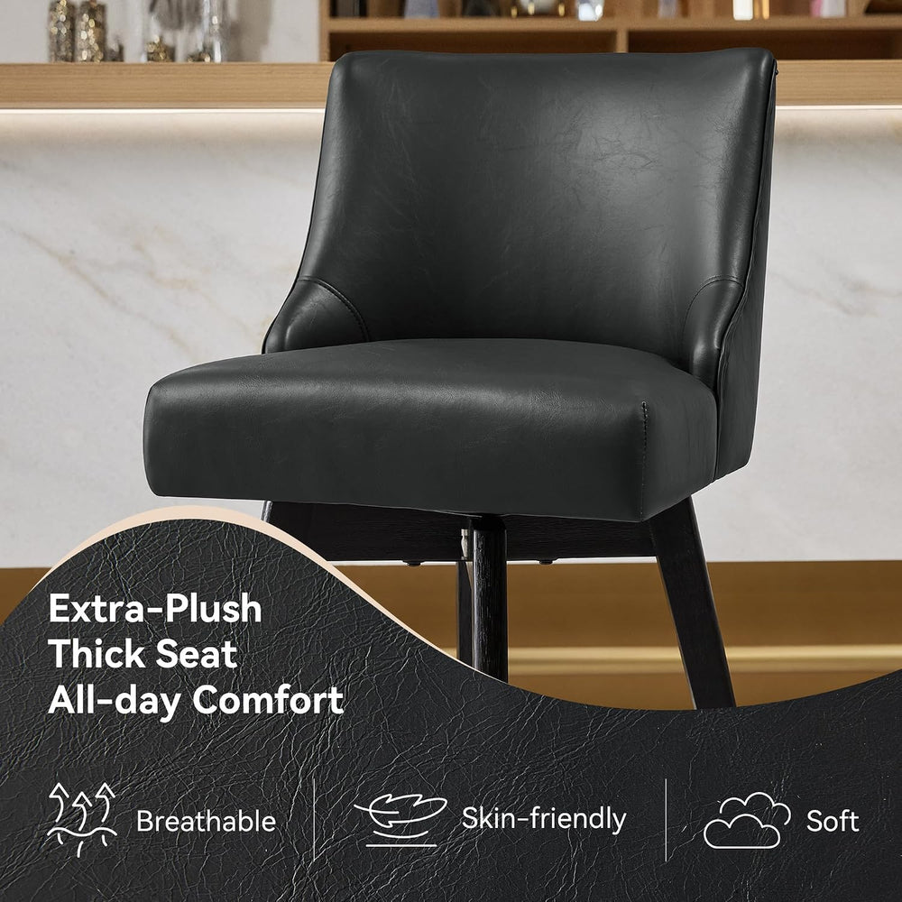 26" Counter Height Swivel Bar Stools, Set of 2, Black