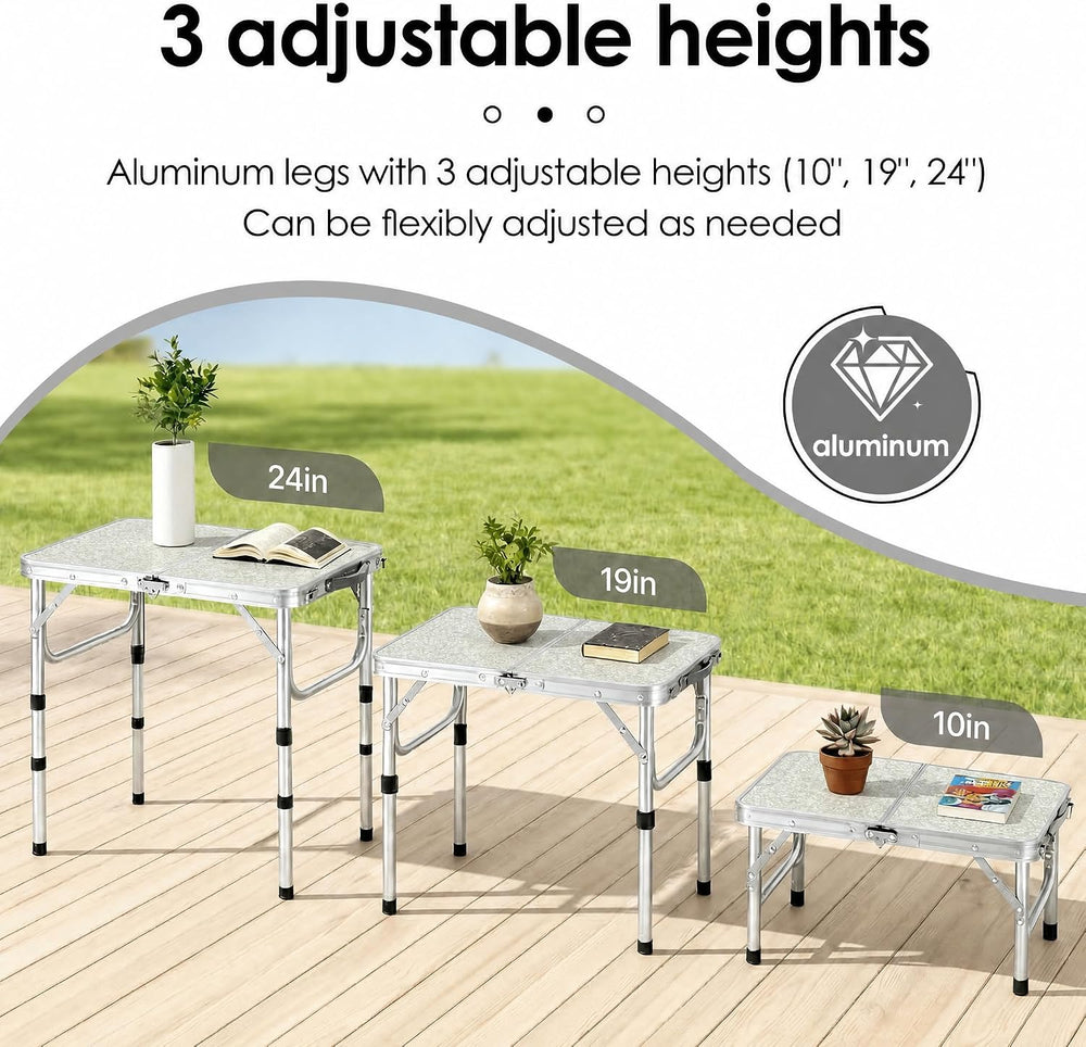 Small Folding Table, 2 Foot, Compact Foldable Portable Camping Table