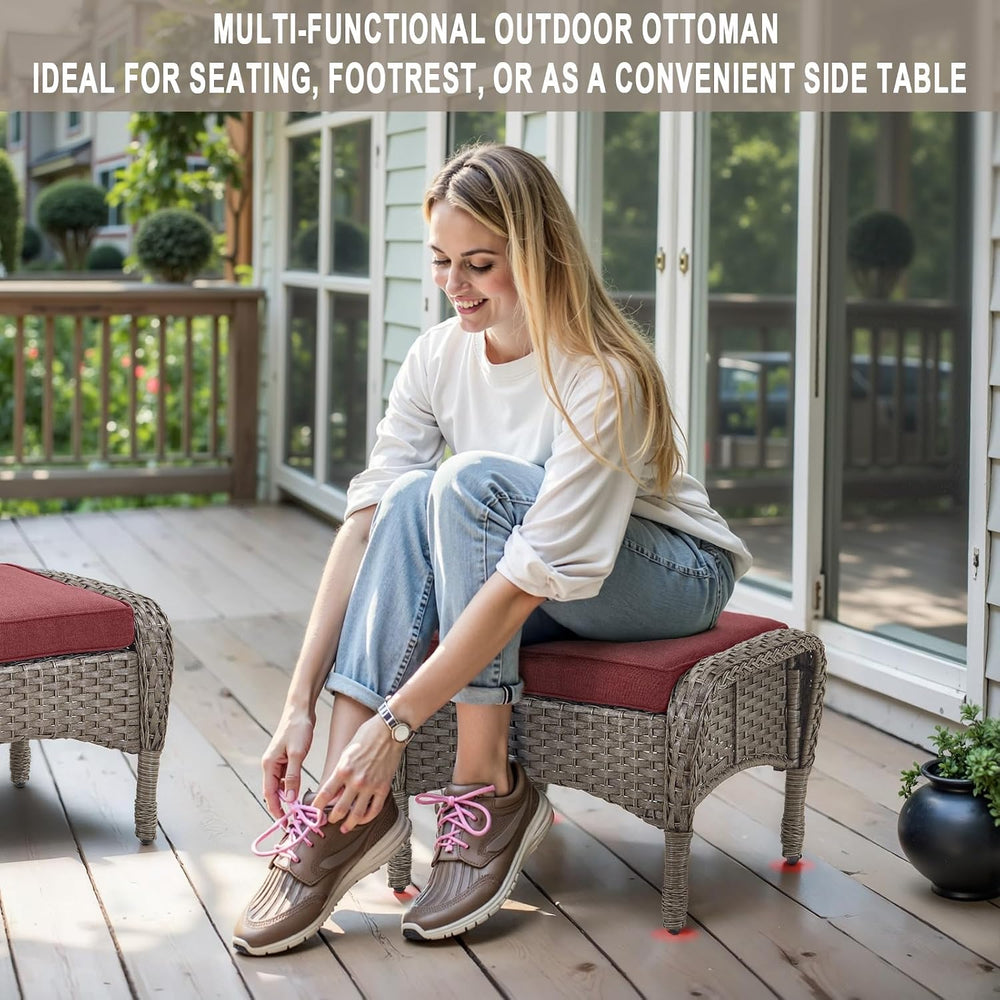 Belord 5 Piece Swivel Rocker Glider Outdoor Chairs Set of 2 with Ottoman and ...