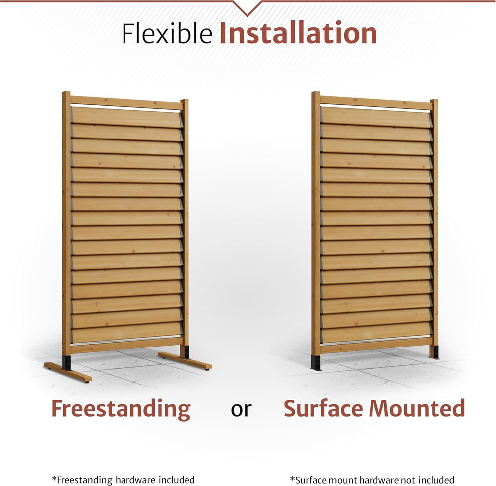 Enclo Convertible Freestanding/Surface Mounted Privacy Screen, Cedar Wood