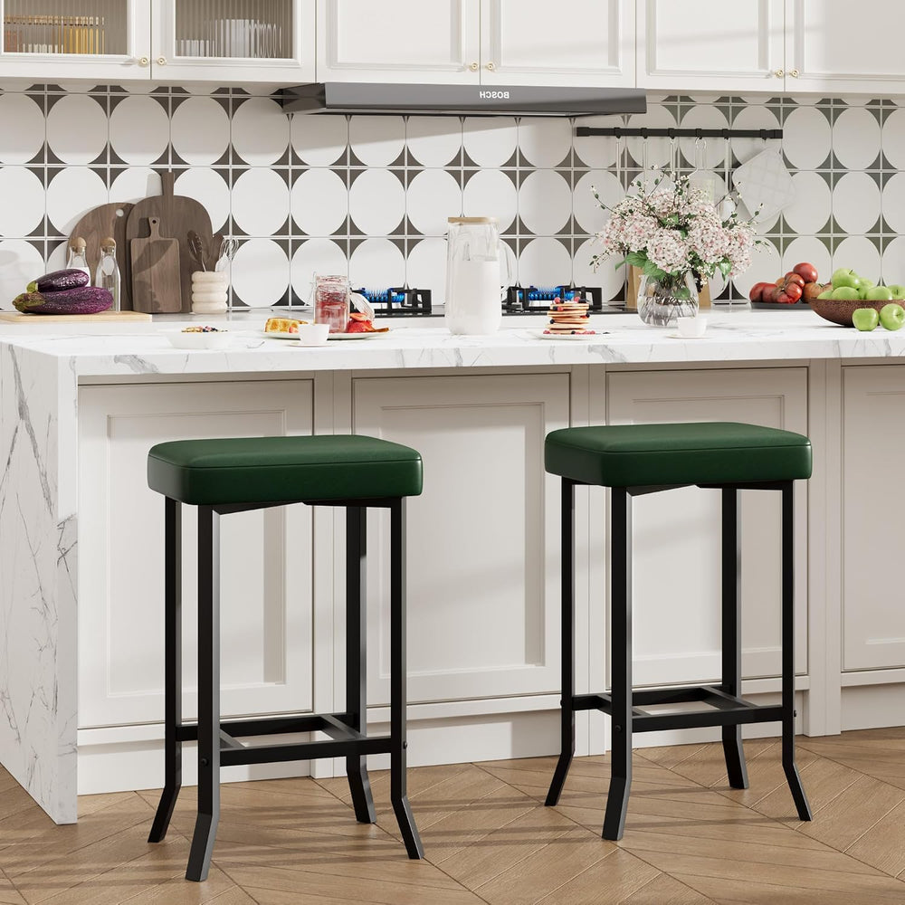 Garvee Bar Stools Set of 2, 24 Inch Counter Height Bar Stools, Green
