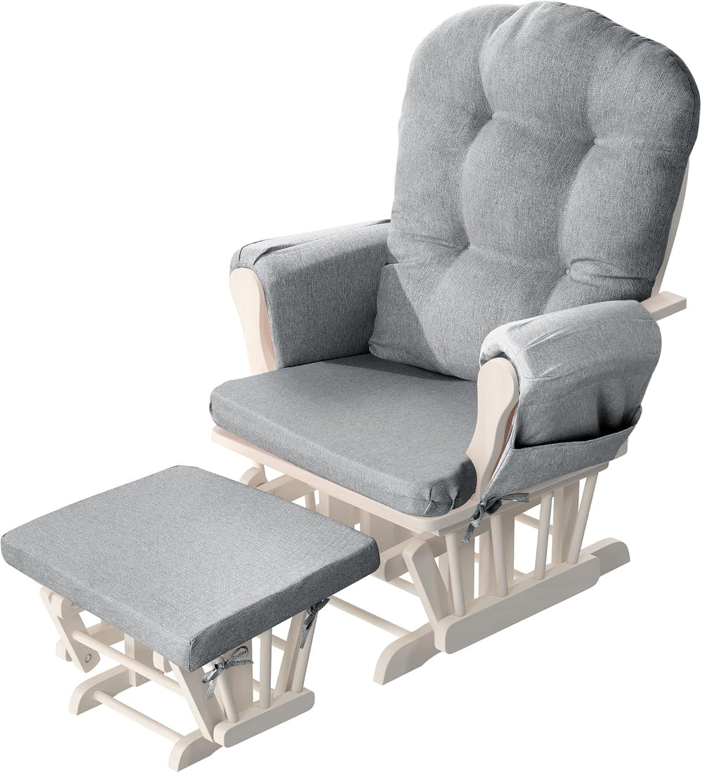 HOMBYS Glider Rocker Replacement Cushions with Storage Side Pocket,Linen-Like...