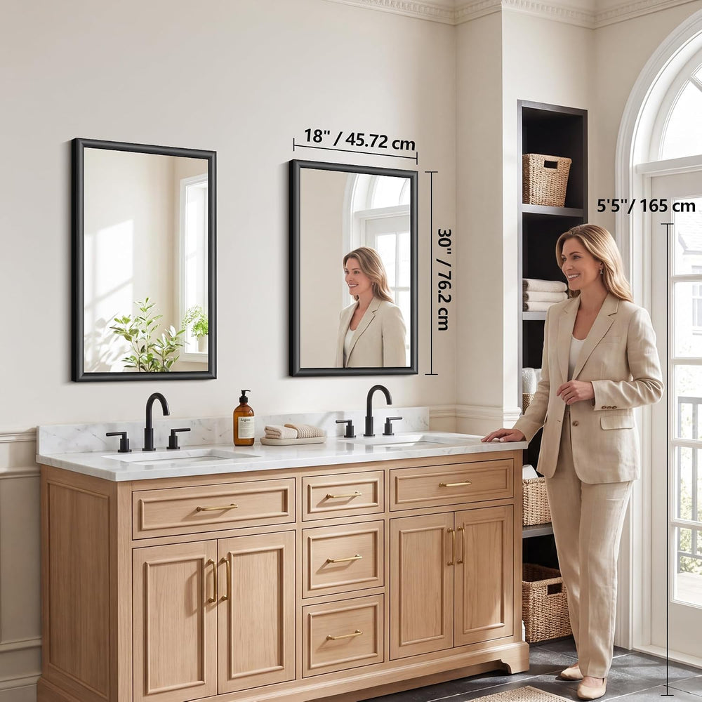FORBATH Bathroom Mirror for Over Sink, 18x30 Inch Black Vanity Mirror