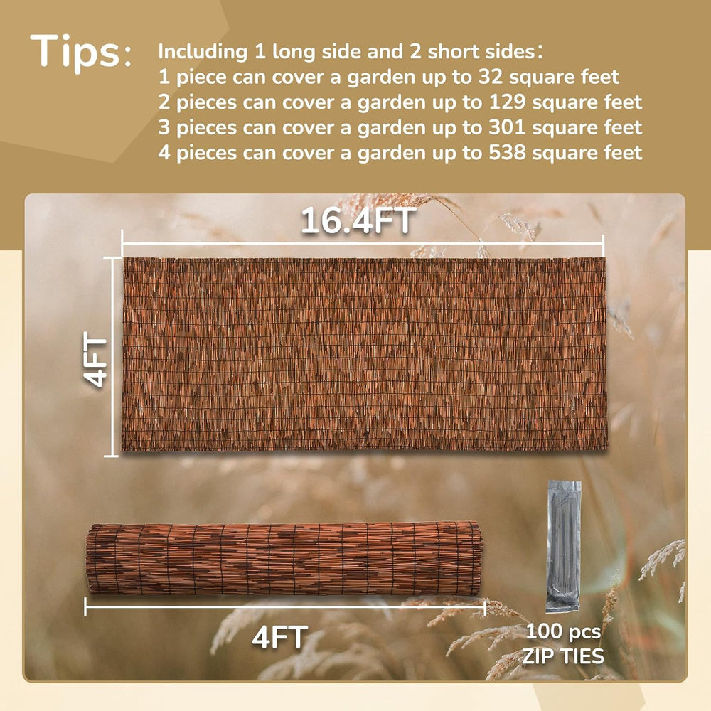 Brown 4FT X16.4FT Reed Fencing Roll Bamboo Privacy Fence Screen