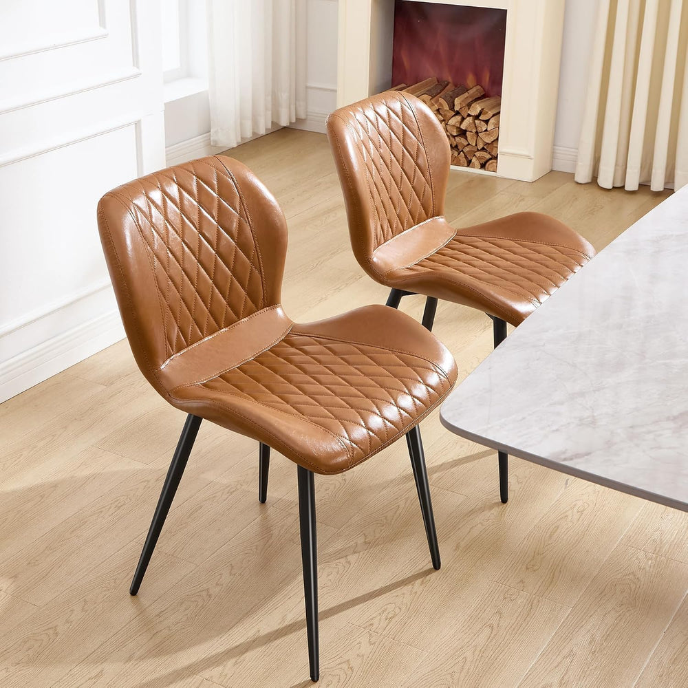 Dining Chairs Set of 2,Faux Leather Modern Dining Chairs with Thick Cushions,...