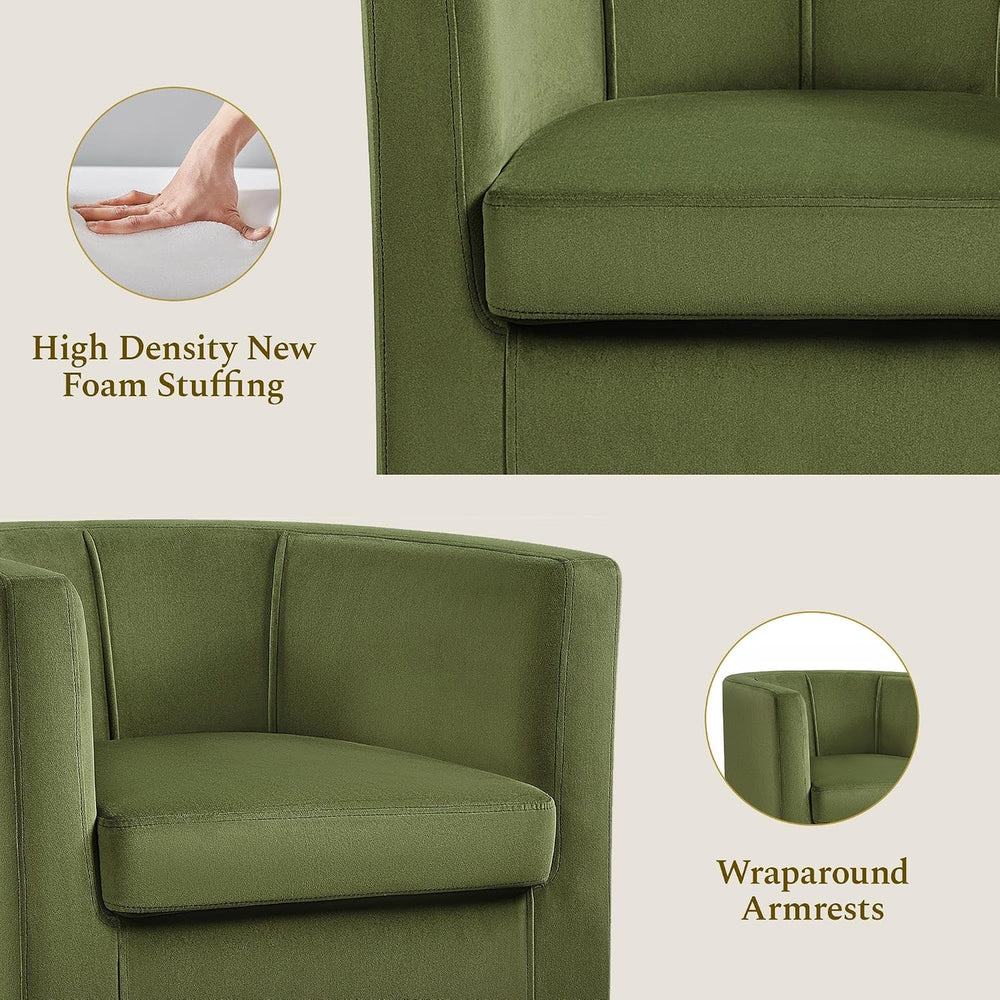 Yaheetech Barrel Accent Chairs Set of 2, Modern Armchairs, Olive Green