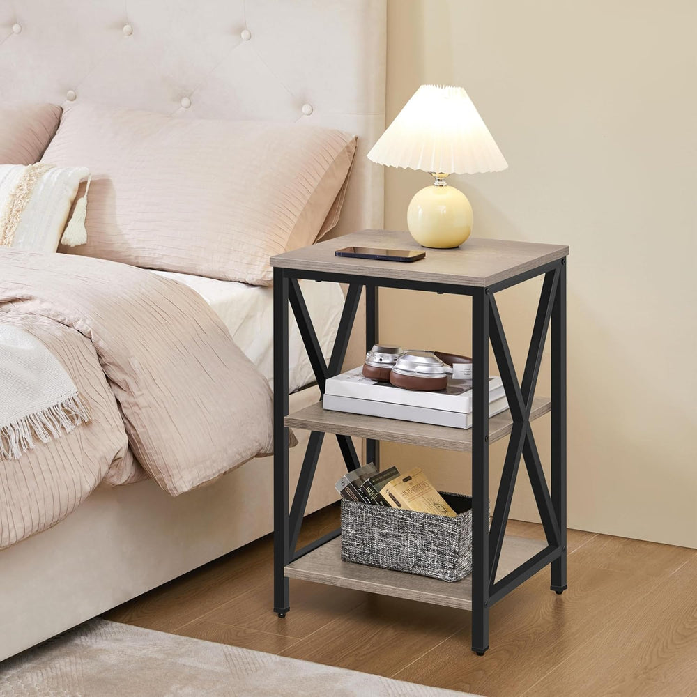 Yaheetech 16-Inch Small End Table, 3-Tier Side Table for Living Room, Gray