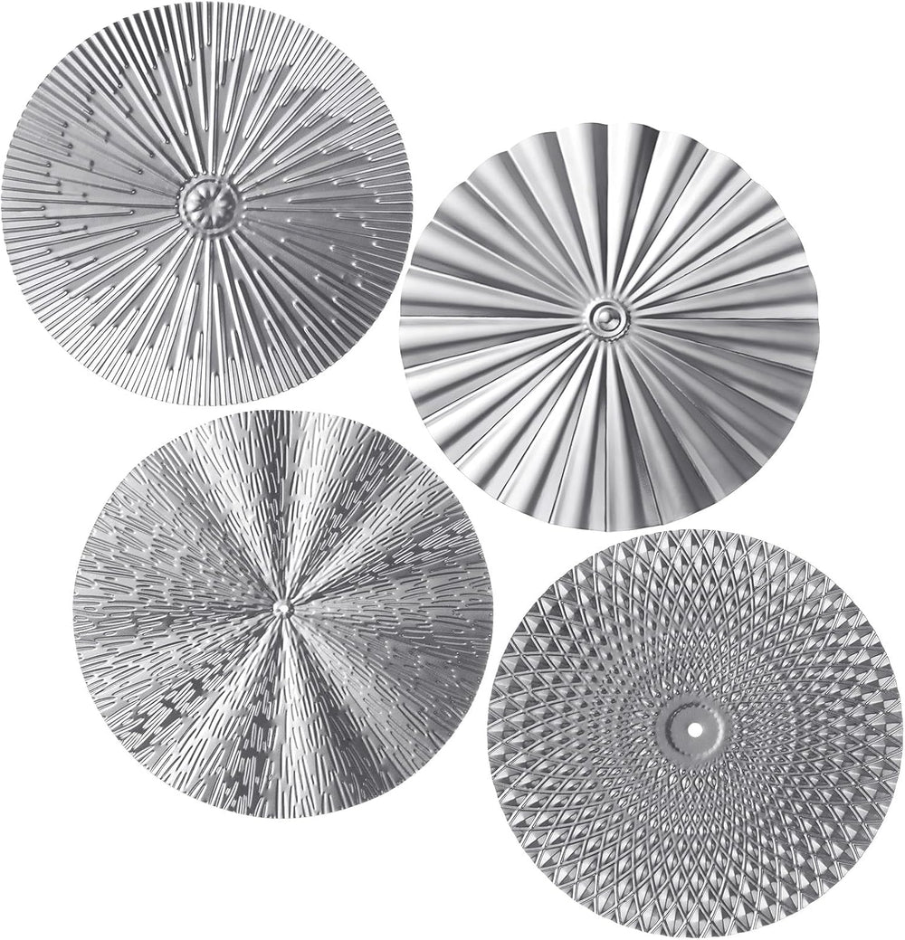 Hicarer 4 Pcs 12 Inch Silver Metal Wall Art Decor Modern Sunburst Decor