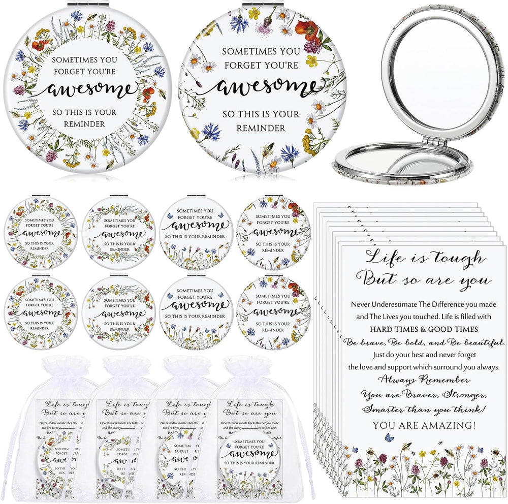 Geetery 24 Sets Mini Compact Mirrors Bulk for Women, Wildflower