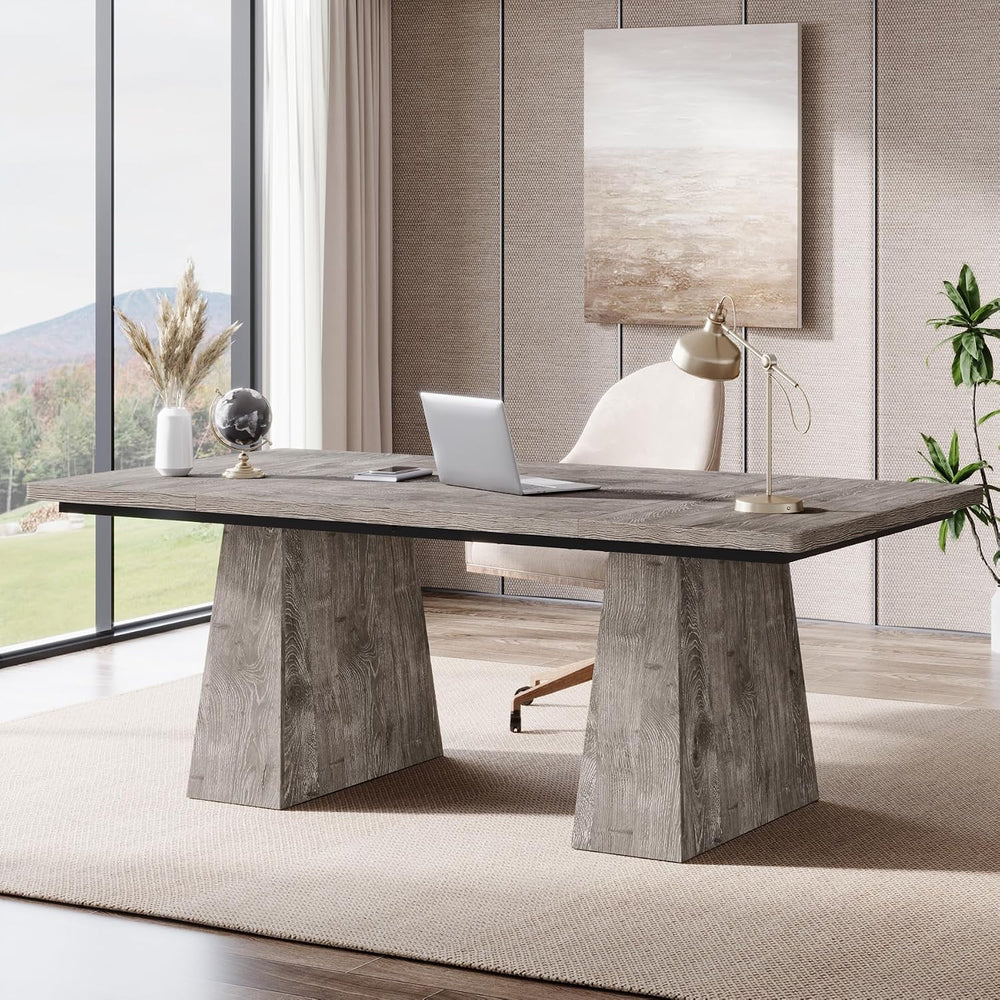 Tribesigns 63-Inch Executive Desk, Large Office Computer Desk with Double Ped...