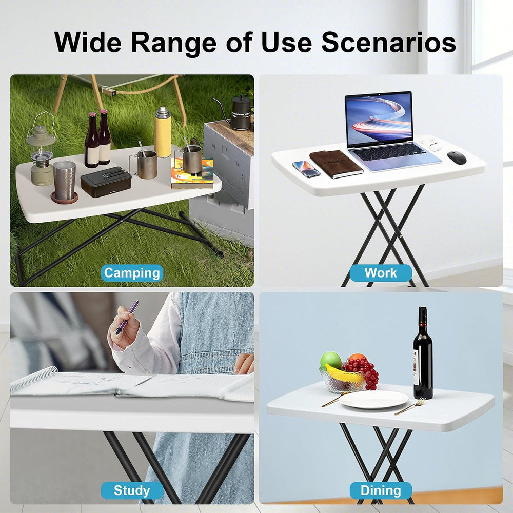 Bblife Plastic White Folding Tray Table, Heavy Duty Utility Table, 30” L x 19...