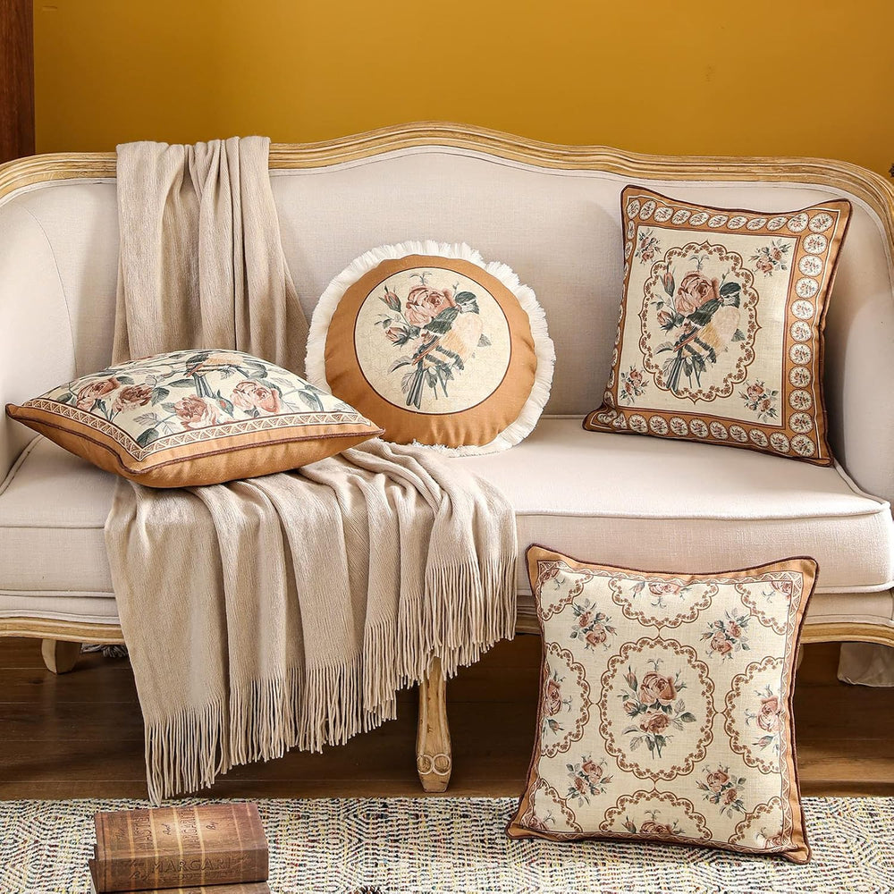 patdrea Designer French Vintage Square Throw Pillow Cover,18"x18"