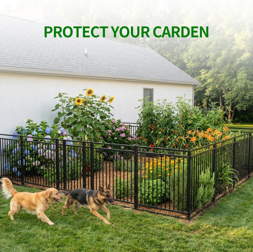 Decorative Garden Fence Metal Dog Fence Outdoor, 40in (H) x 108ft (L), 42 Pan...