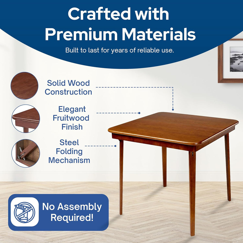 Stakmore Classic Straight Edge Square Wood Folding Table, 32 in, Fruitwood