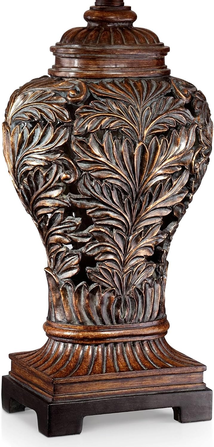 Oak 32 1/2" Bronze Brown Large Table Lamps Set of 2 Leafwork Cottage