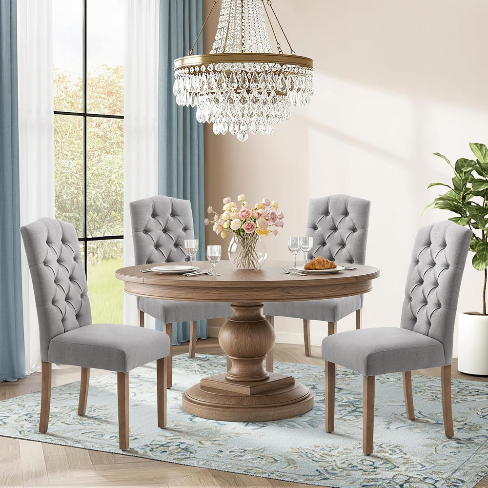Tufted Dining Chair Fabric Button Upholstered Modern Kitchen Diner Set of 6