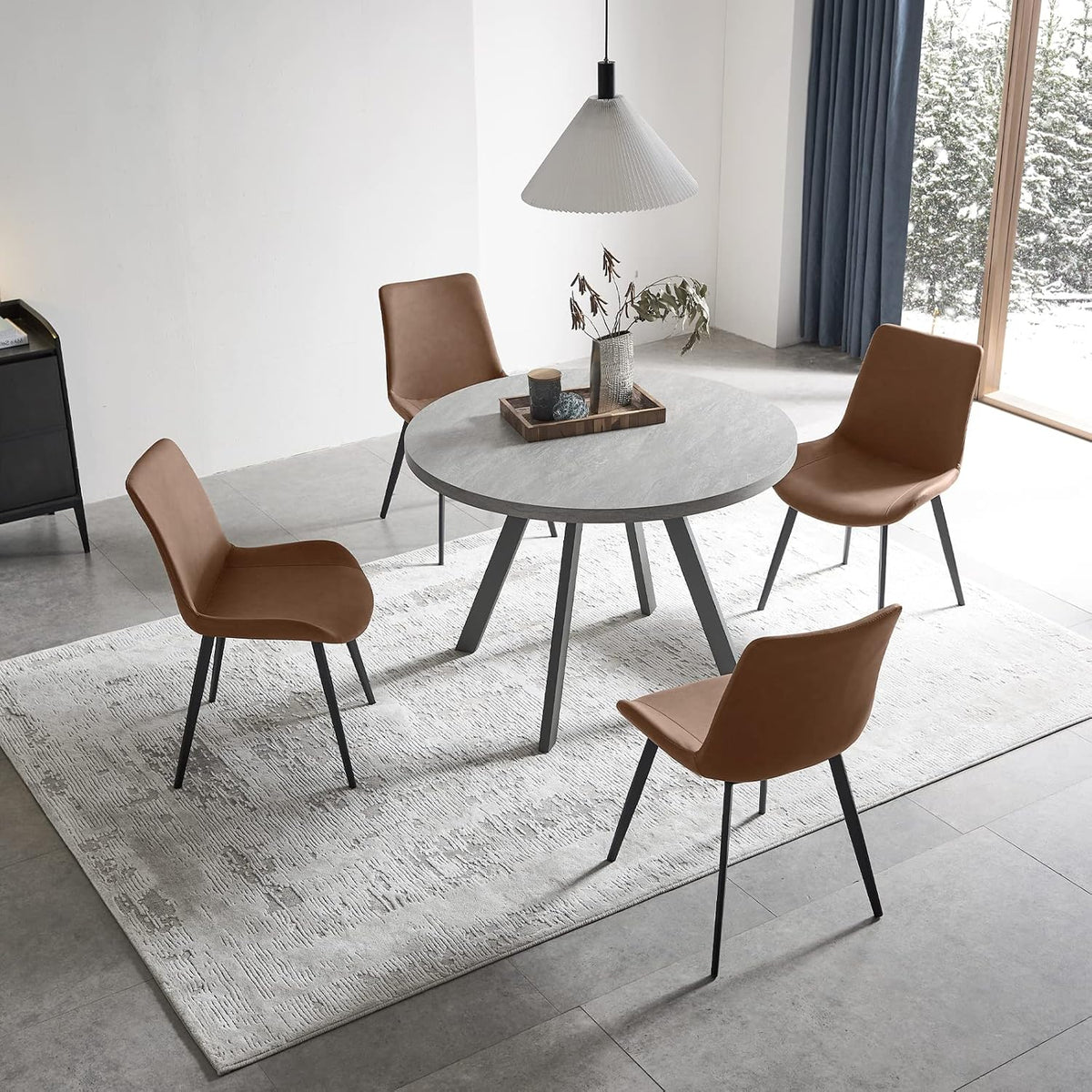 zerifevni round dining table set, mid century modern on a desk or shelf