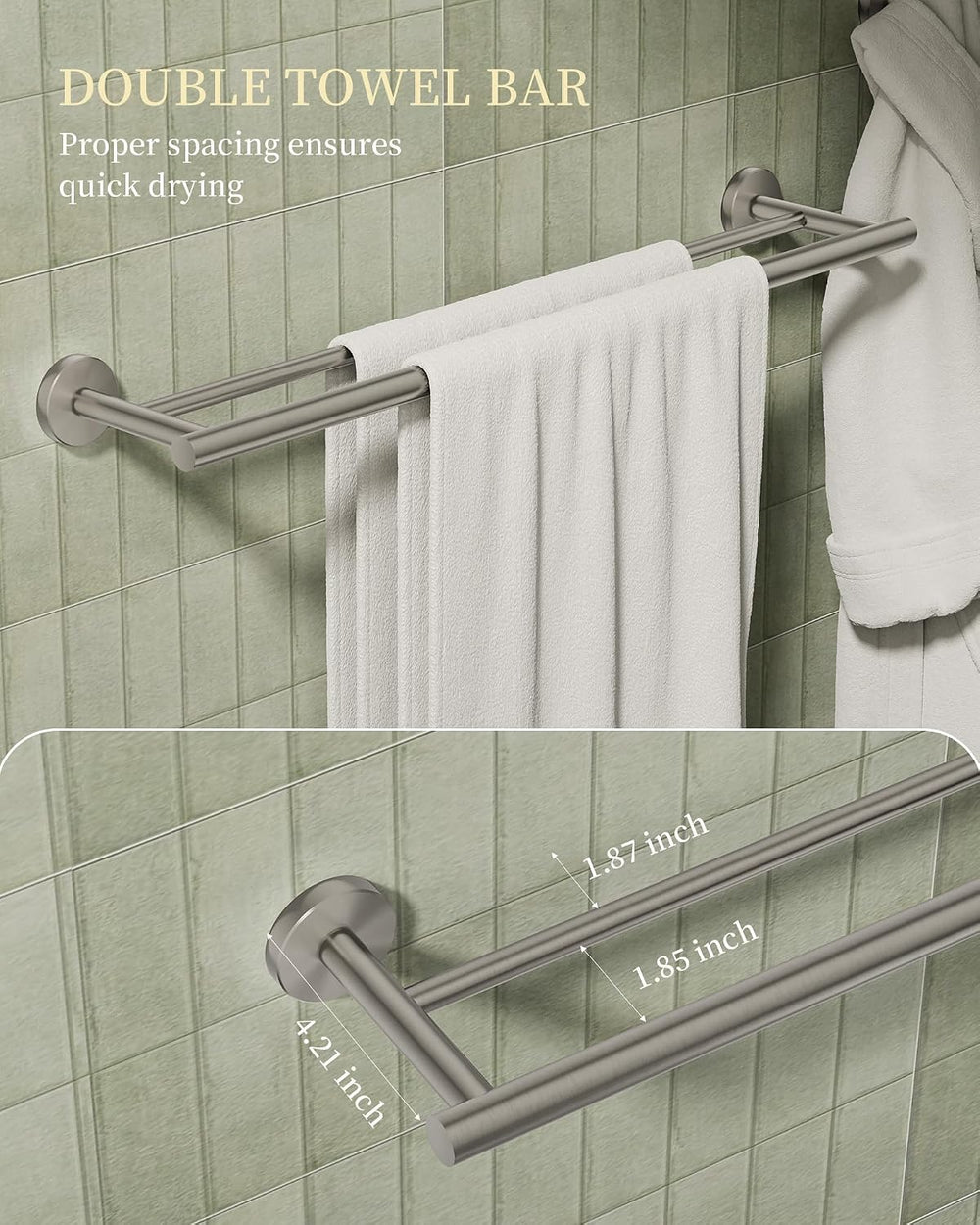 Brushed Nickel Bathroom Hardware Accessories Set 5 pcs Towel Holder Bar Set