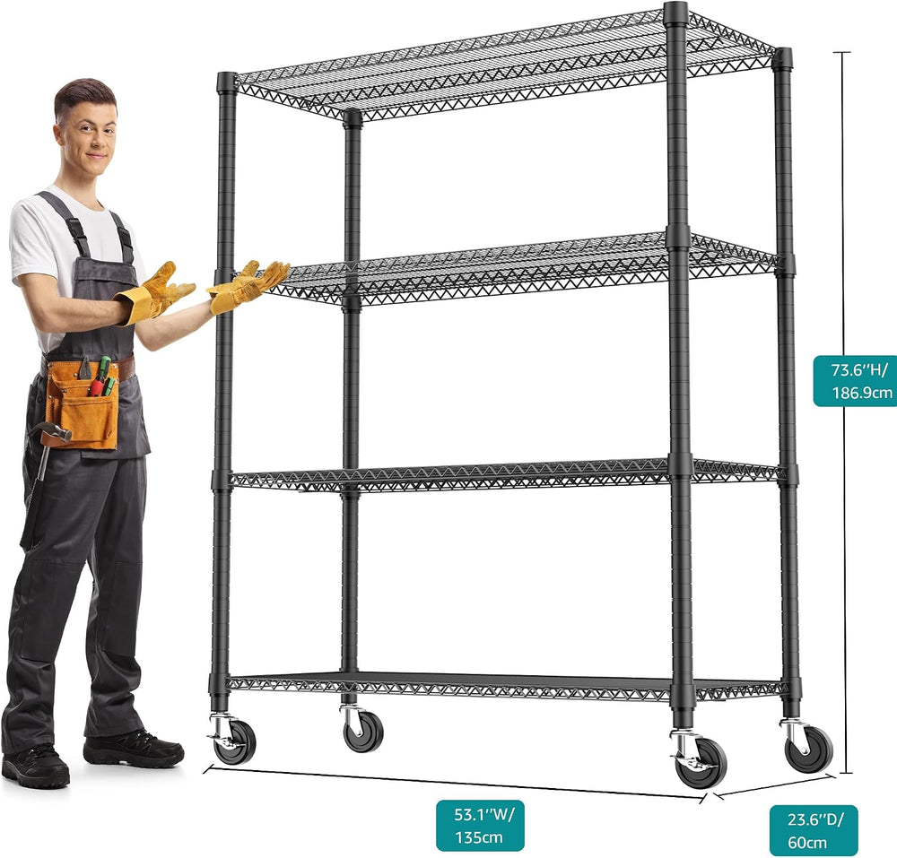 M MZG 2640LBS 53.1" W 4 Tiers Shelf Steel Storage Shelves Shelving Unit ...