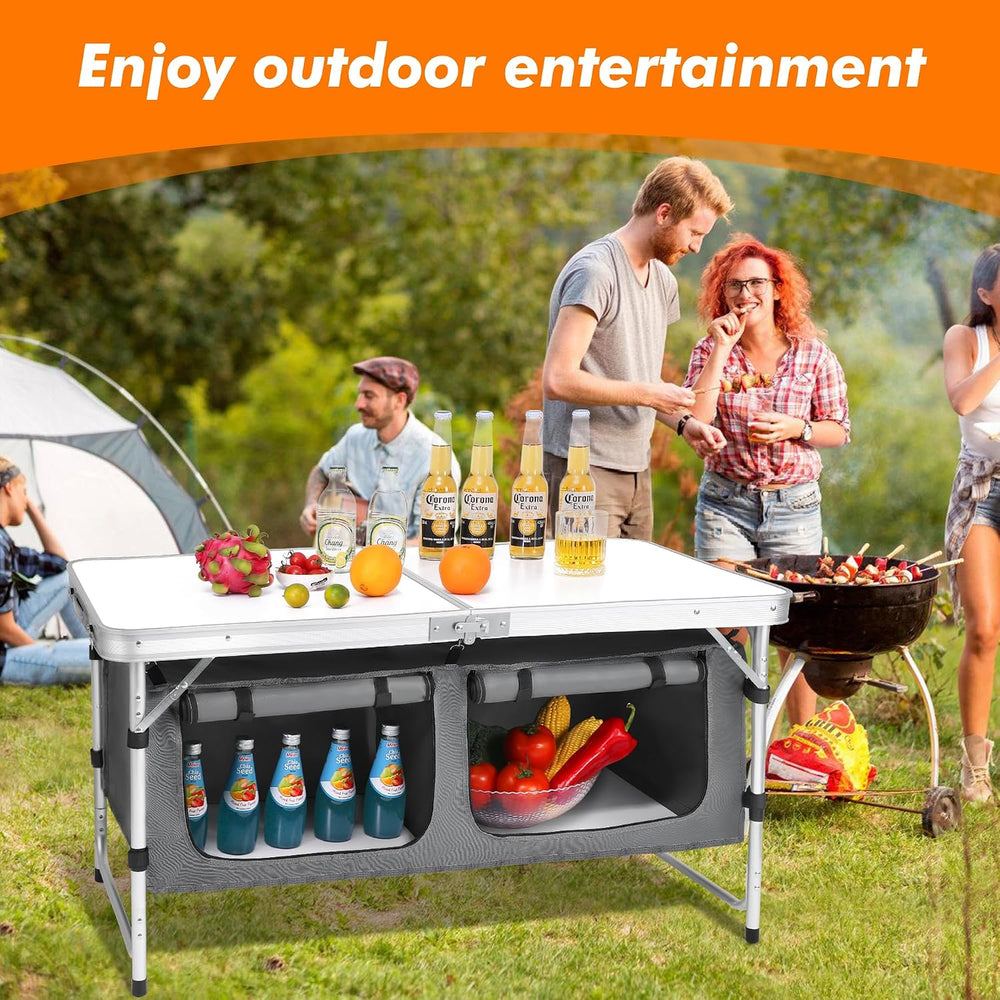 Camp Field Folding Camping Table, Lightweight Aluminum, Adjustable Legs