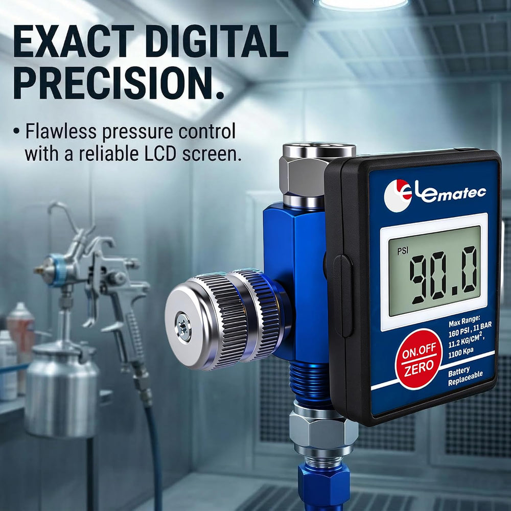 LE LEMATEC Digital Paint Gun Air Regulator with LED Gauge, 1/4 NPT