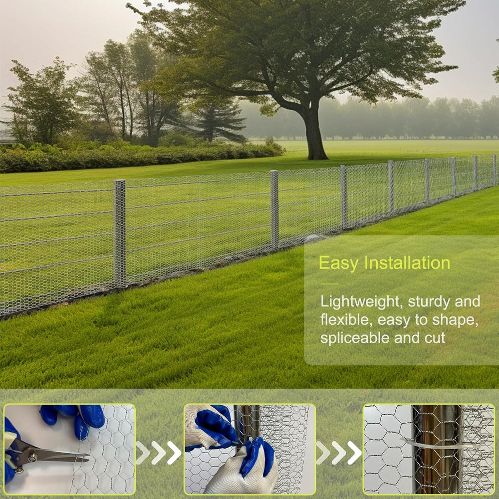 Chicken Wire Fencing, 24 Inch x 60 Ft Chicken Wire Mesh for Garden Plants