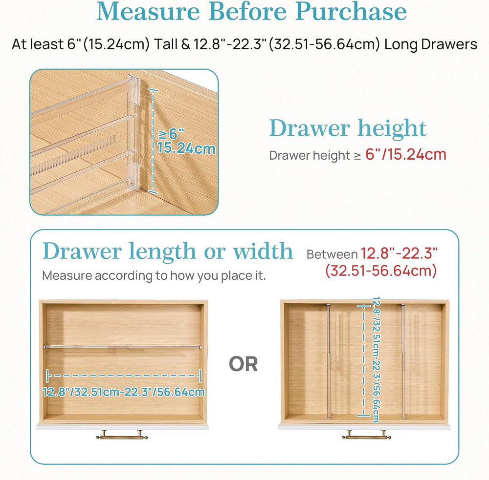 Vtopmart 6" Tall Upgrade Drawer Dividers, 12.8"-22.3" Expandab...