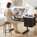 Adjustable Drawing Table with 3 Drawers & Stool, for Art & Work