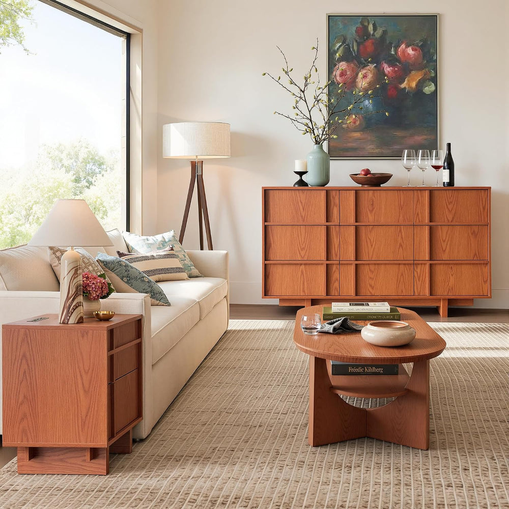 9 Drawer Dresser and Nightstand Set 3 Piece, Mid Century Modern Dresser and N...