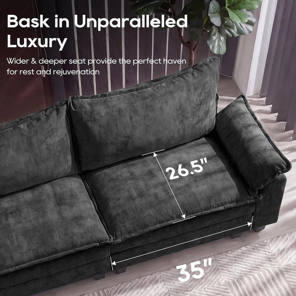 URRED Oversized Modular Sectional Sofa，Black：87" L Shaped