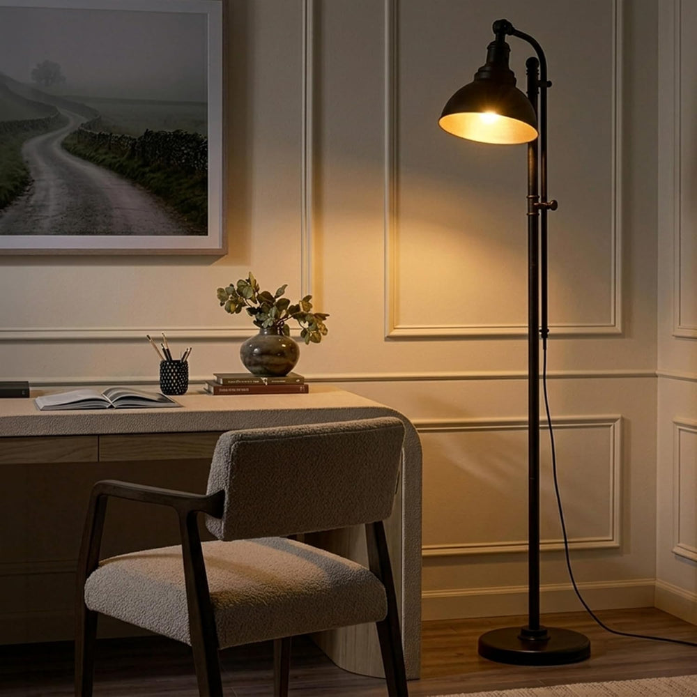 Brightech Dylan Industrial Floor Lamp for Living Rooms & Offices, Bright ...