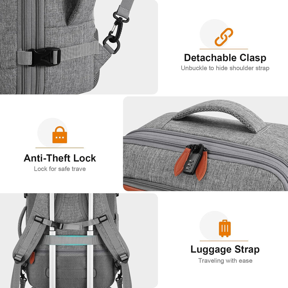Bagsure Travel Carry On Backpack,42L Flight Approved,Expandable Backpack