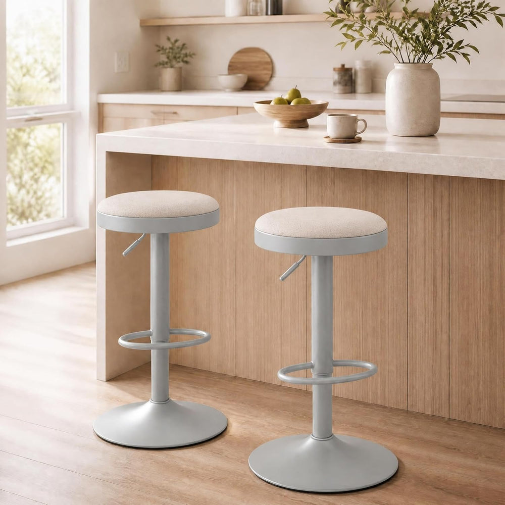 GIANTEX Swivel Bar Stools Set of 2, Adjustable Height Bar Chairs Light Gray