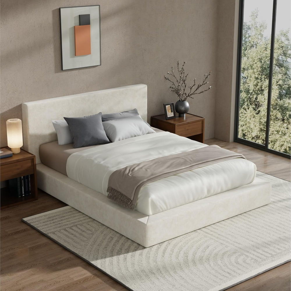 RECCI AirFrame Full Size Upholstered Bed Frame with Plush Padded Headboard