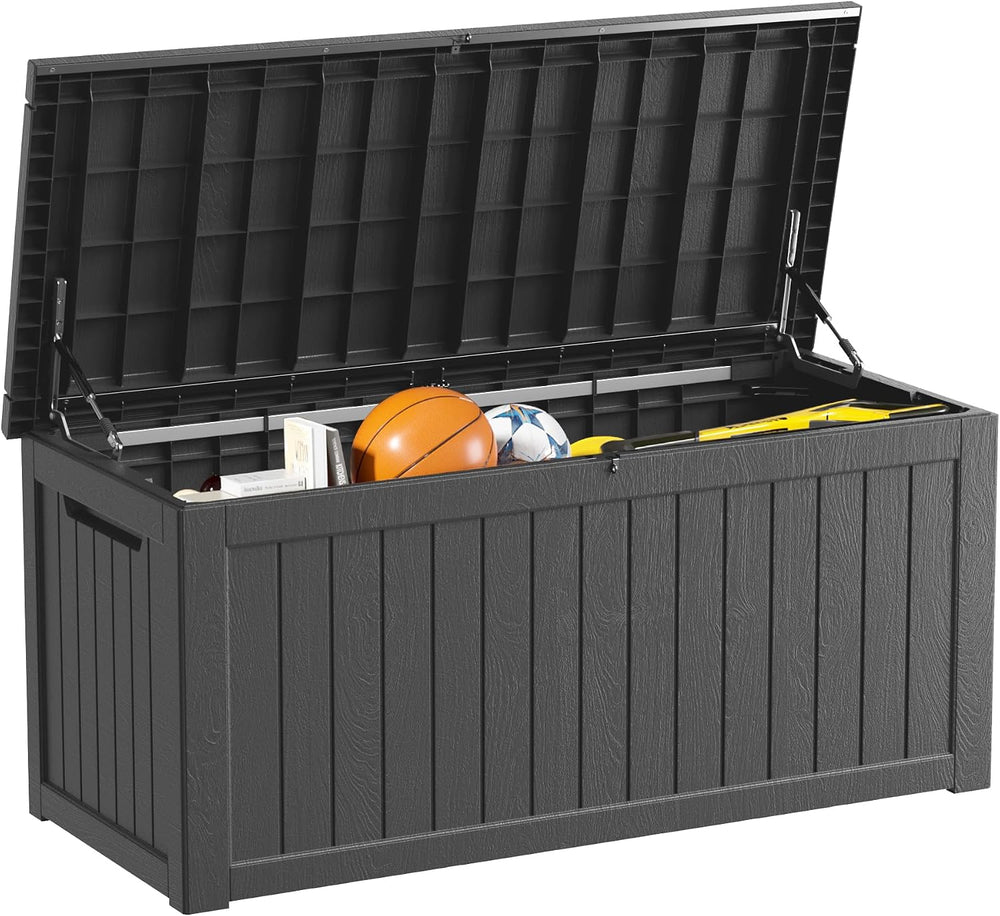 270 Gallon Outdoor Storage Box Waterproof, Lockable Resin Deck Box Large, Pat...