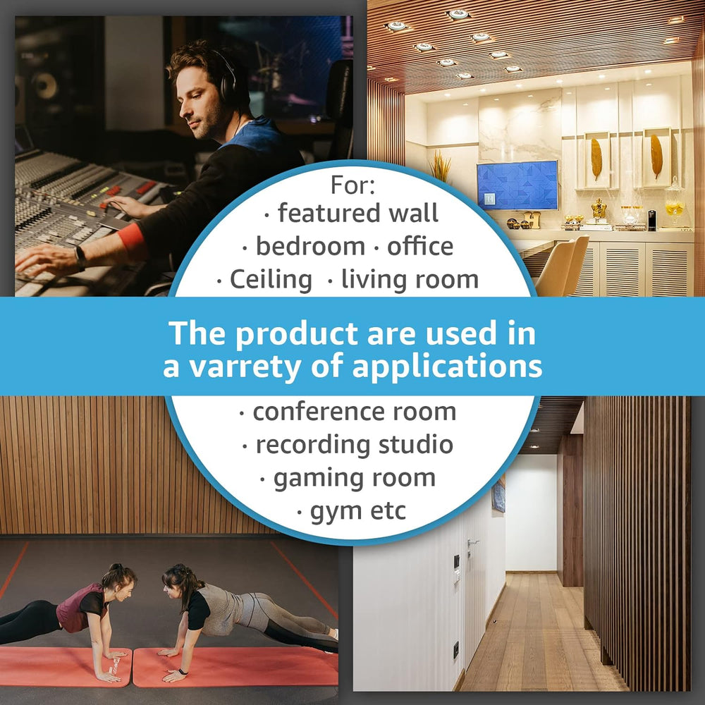 Art3d 4-Pack Soundproof Wood Slat Wall Panels, 94.5 x 7.9 Inch, Walnut