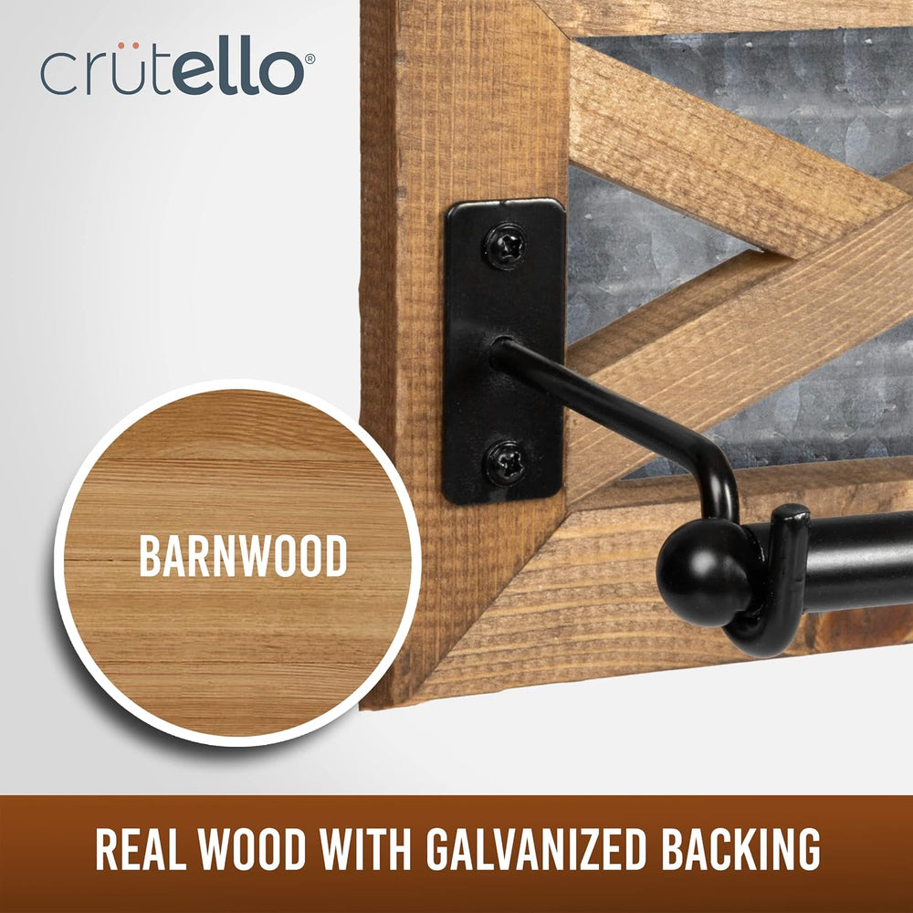 Crutello Rustic Bathroom Set - Towel Bar, Ring & Toilet Paper Holder