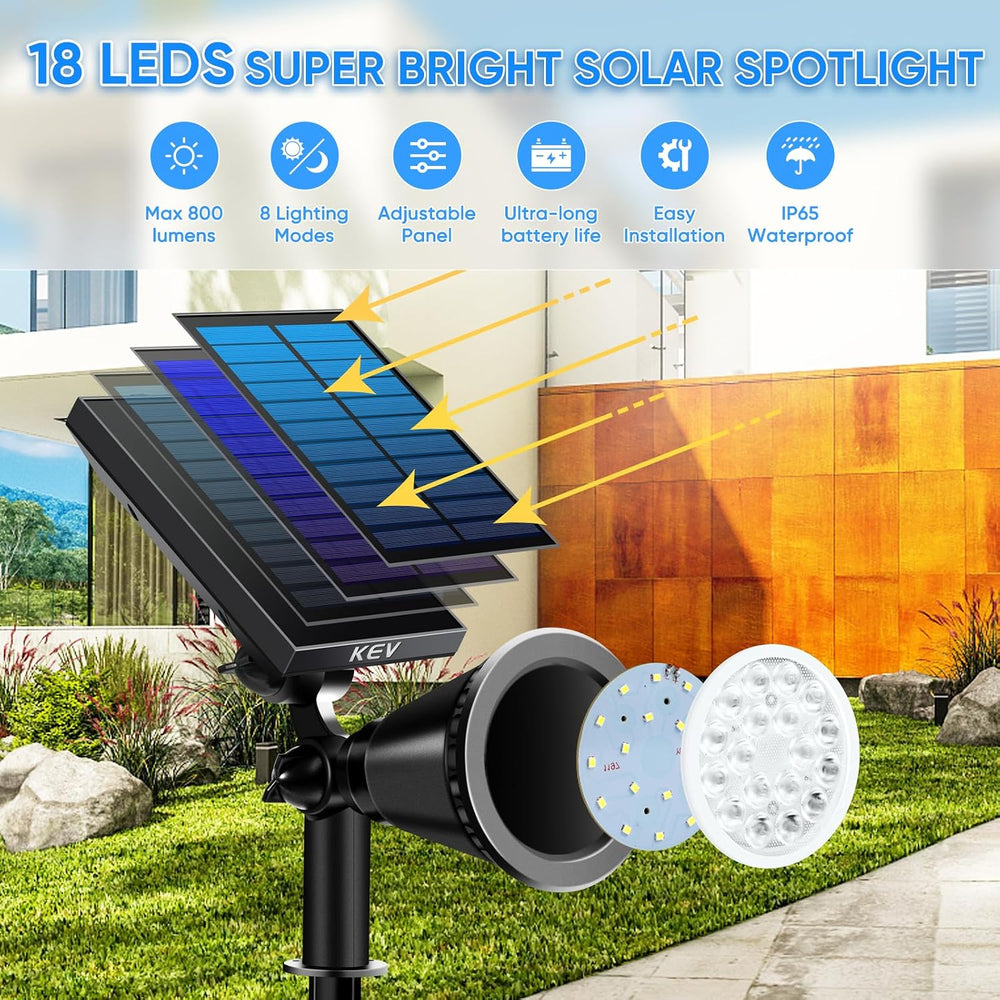 KEV RGB Solar Spot Lights Outdoor Waterproof,Multicolor,4‑Pack