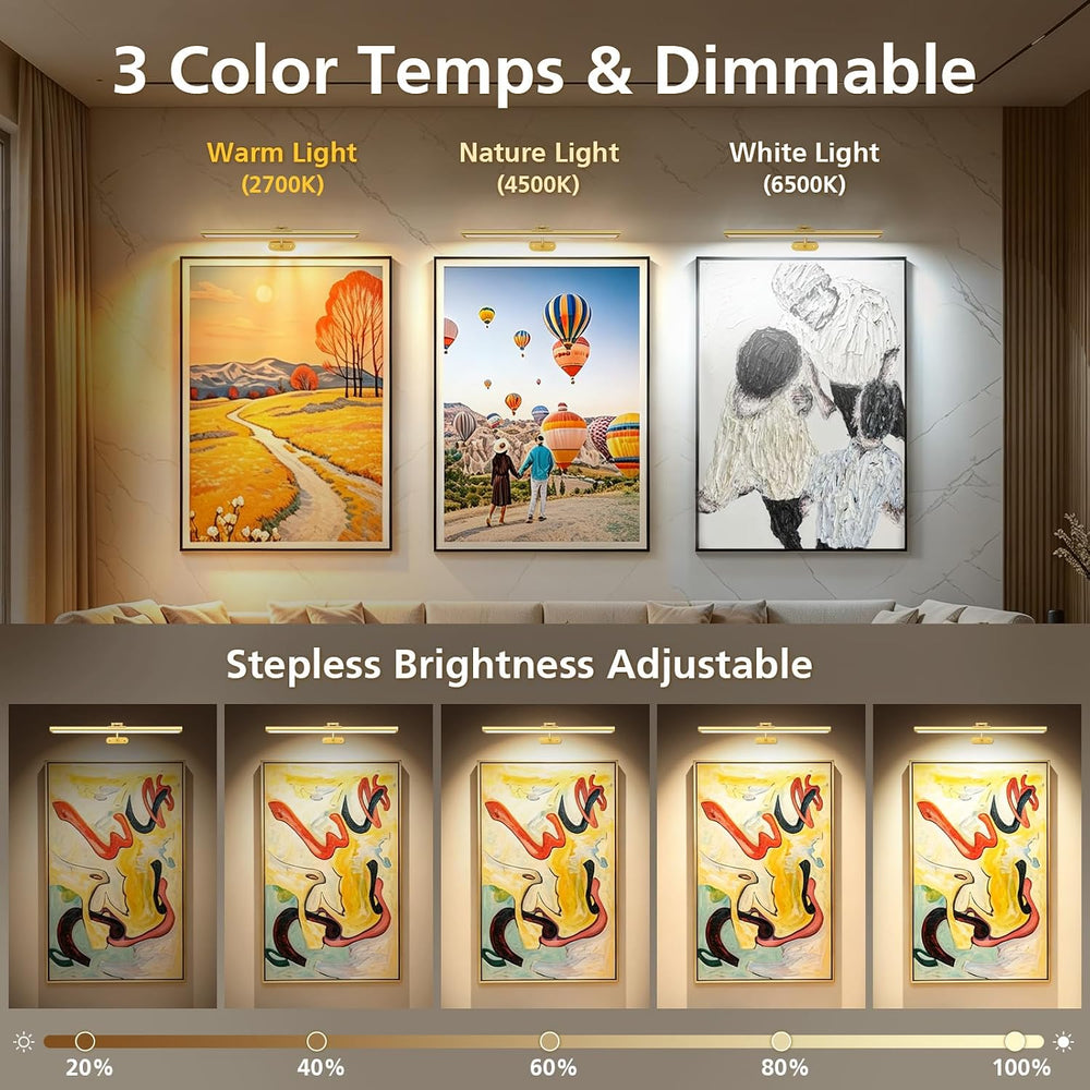 Picture Lights for Wall, 16inch Rechargeable Art Light with Remote, 2Pack