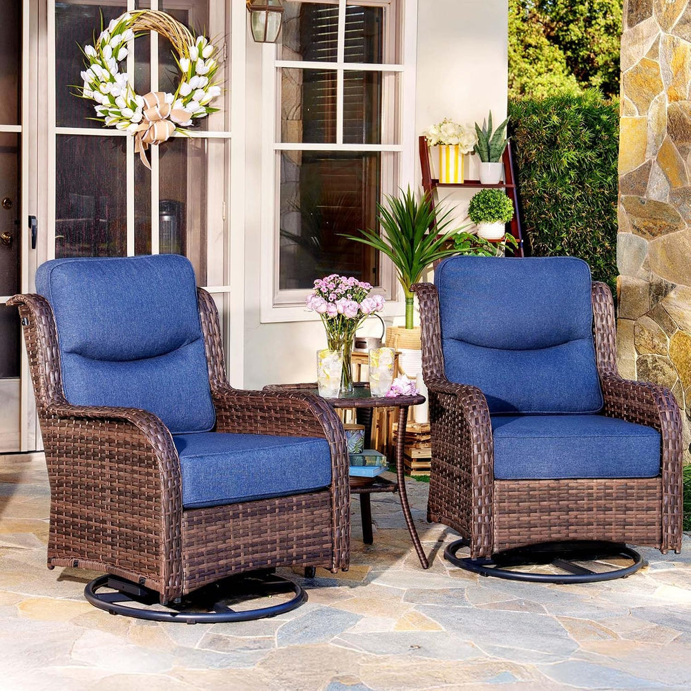 HILLGA 3-Piece Luxury Patio Furniture Set with 6" Thick Cushions, Weathe...